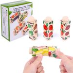 Jucarii, Copii si Bebe - Jucarii si jocuri - Jocuri si puzzle - Puzzle - Set 4 Puzzle Rotativ cu cate 3 cuburi, lemn, legume si fructe, Rotating Jigsaw, 12 luni+, EduJucarii - Infinity.ro