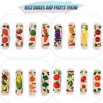 Jucarii, Copii si Bebe - Jucarii si jocuri - Jocuri si puzzle - Puzzle - Set 4 Puzzle Rotativ cu cate 3 cuburi, lemn, legume si fructe, Rotating Jigsaw, 12 luni+, EduJucarii - Infinity.ro