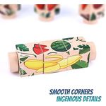 Jucarii, Copii si Bebe - Jucarii si jocuri - Jocuri si puzzle - Puzzle - Set 4 Puzzle Rotativ cu cate 3 cuburi, lemn, legume si fructe, Rotating Jigsaw, 12 luni+, EduJucarii - Infinity.ro