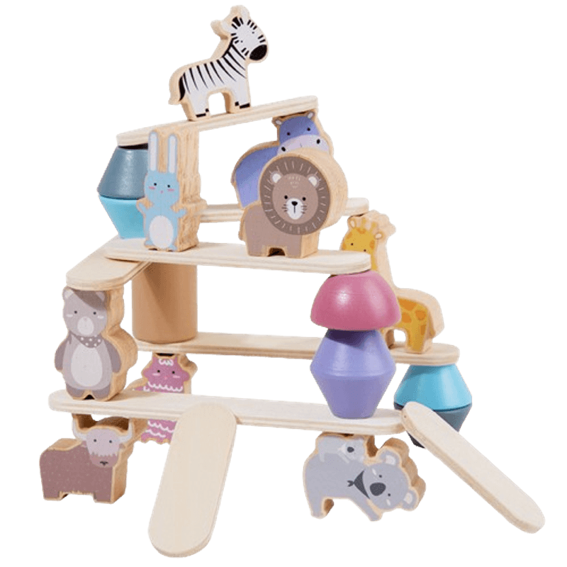 Jucarii, Copii si Bebe - Jucarii si jocuri - Figurine - Jucarie educativa Montessori, 24 piese figurine, forme de lemn pentru stivuire, Animal Balance Jenga, 3 ani, Edujucarii - Infinity.ro