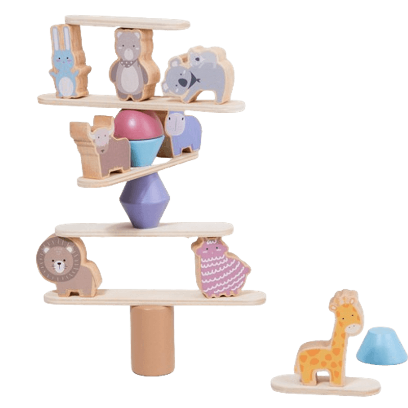 Jucarii, Copii si Bebe - Jucarii si jocuri - Figurine - Jucarie educativa Montessori, 24 piese figurine, forme de lemn pentru stivuire, Animal Balance Jenga, 3 ani, Edujucarii - Infinity.ro