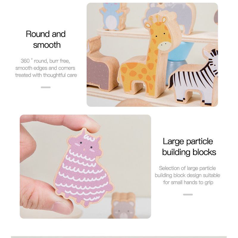 Jucarii, Copii si Bebe - Jucarii si jocuri - Figurine - Jucarie educativa Montessori, 24 piese figurine, forme de lemn pentru stivuire, Animal Balance Jenga, 3 ani, Edujucarii - Infinity.ro