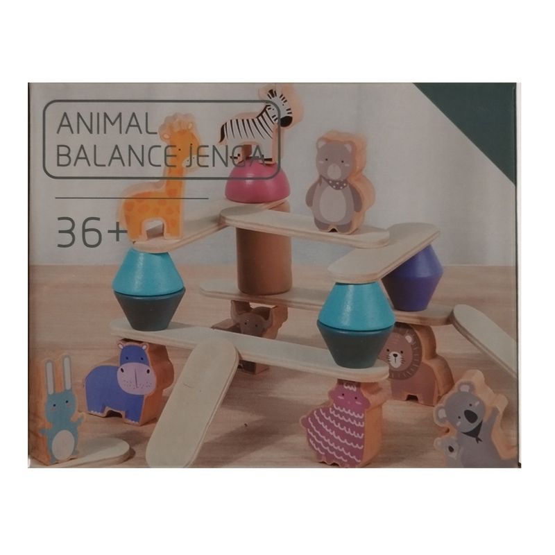 Jucarii, Copii si Bebe - Jucarii si jocuri - Figurine - Jucarie educativa Montessori, 24 piese figurine, forme de lemn pentru stivuire, Animal Balance Jenga, 3 ani, Edujucarii - Infinity.ro