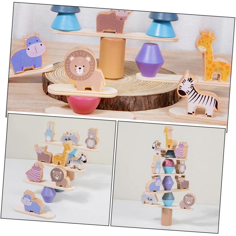 Jucarii, Copii si Bebe - Jucarii si jocuri - Figurine - Jucarie educativa Montessori, 24 piese figurine, forme de lemn pentru stivuire, Animal Balance Jenga, 3 ani, Edujucarii - Infinity.ro