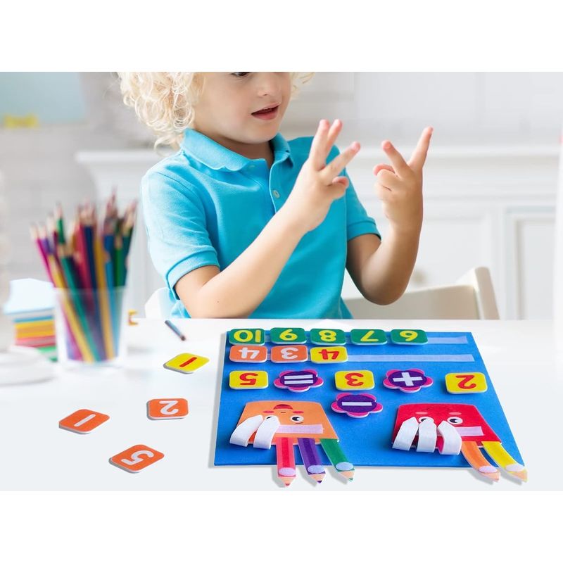 Jucarii, Copii si Bebe - Jucarii si jocuri - Jucarii & jocuri educative - Jucarii interactive - Joc matematic educativ, Invatam Adunarea si Scaderea, fetru, 32x30 cm, 3 ani+, Edujucarii - Infinity.ro