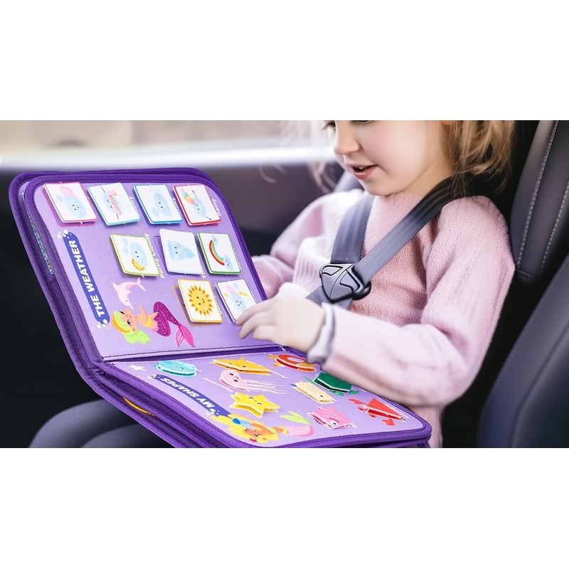 Jucarii, Copii si Bebe - Jucarii si jocuri - Jucarii & jocuri educative - Jucarii interactive - Carte Montessori din fetru cu activitati, 8 pagini  litere, cifre, vietati marine, 28.5 x 22.8 x 5.5 cm, EduJucarii - Infinity.ro