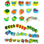 Jucarii, Copii si Bebe - Jucarii si jocuri - Jucarii & jocuri educative - Jucarii interactive - Joc 2 in 1 de snuruit si insirat margele lemn, copac cu fructe, Montessori, 3 ani + - Infinity.ro