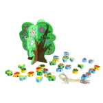 Jucarii, Copii si Bebe - Jucarii si jocuri - Jucarii & jocuri educative - Jucarii interactive - Joc 2 in 1 de snuruit si insirat margele lemn, copac cu fructe, Montessori, 3 ani + - Infinity.ro