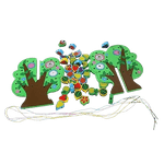 Jucarii, Copii si Bebe - Jucarii si jocuri - Jucarii & jocuri educative - Jucarii interactive - Joc 2 in 1 de snuruit si insirat margele lemn, copac cu fructe, Montessori, 3 ani + - Infinity.ro