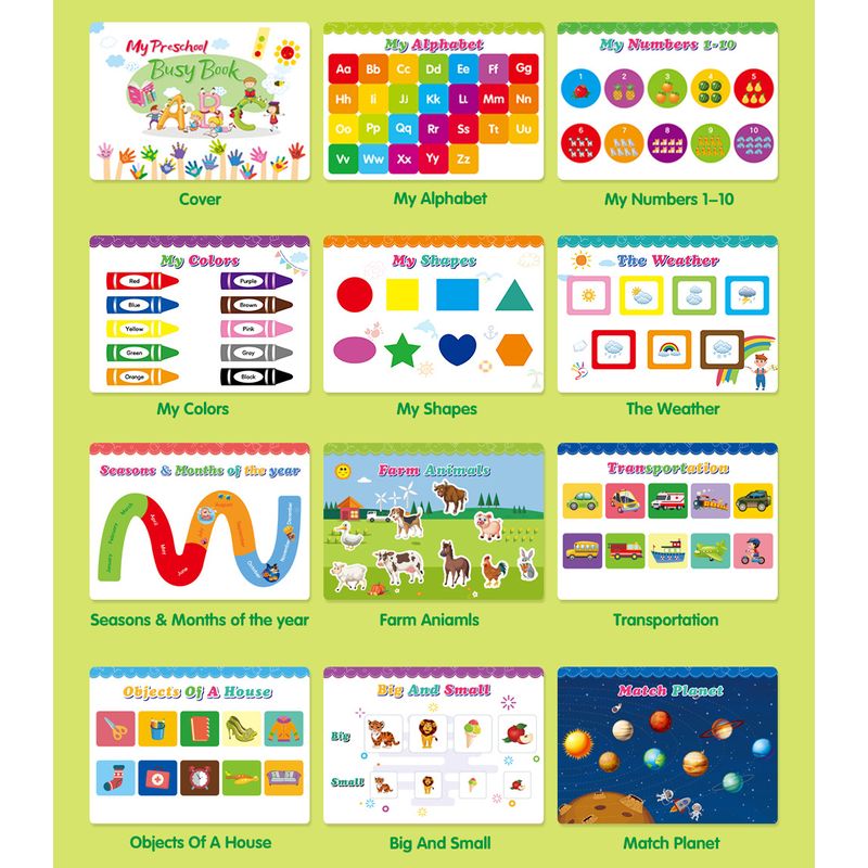 Jucarii, Copii si Bebe - Jucarii si jocuri - Jucarii & jocuri educative - Jucarii interactive - Carte interactiva si educativa, My Preschool Busy Book 5, 11 pagini activitati, stickere, 3 ani+, EduJucarii - Infinity.ro