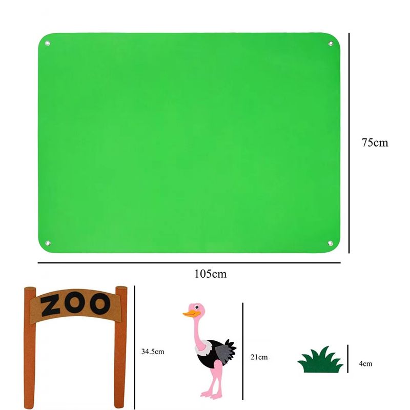 Jucarii, Copii si Bebe - Jucarii si jocuri - Jucarii & jocuri educative - Jucarii interactive - Plansa educativa si interactiva Montessori, fetru, agatatoare, 32 elemente, Animale ZOO, 105 x 75 cm, 3 ani+, EduJucarii - Infinity.ro