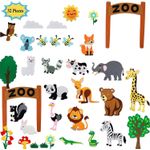 Jucarii, Copii si Bebe - Jucarii si jocuri - Jucarii & jocuri educative - Jucarii interactive - Plansa educativa si interactiva Montessori, fetru, agatatoare, 32 elemente, Animale ZOO, 105 x 75 cm, 3 ani+, EduJucarii - Infinity.ro