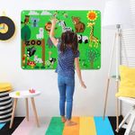 Jucarii, Copii si Bebe - Jucarii si jocuri - Jucarii & jocuri educative - Jucarii interactive - Plansa educativa si interactiva Montessori, fetru, agatatoare, 32 elemente, Animale ZOO, 105 x 75 cm, 3 ani+, EduJucarii - Infinity.ro