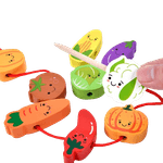 Jucarii, Copii si Bebe - Jucarii si jocuri - Jucarii & jocuri educative - Jucarii interactive - Joc Montessori, echilibru, insiruire, carduri, 12 piese lemn, Balanced Stacking Beading, Legume, 3 ani, EduJucarii - Infinity.ro