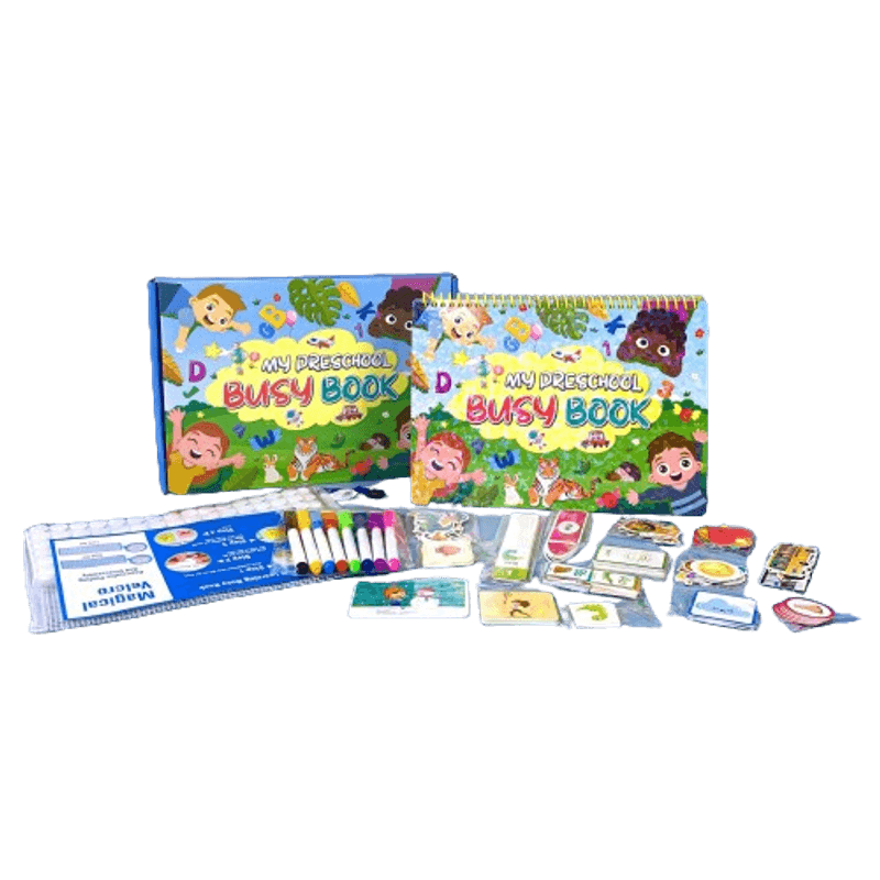 Carti si Birotica - Carti - Carti pentru copii - Carti interactive - Carte interactiva si educativa, My Preschool Busy Book 1, 32 pagini activitati, stickere, Engleza, 3 ani+, EduJucarii - Infinity.ro