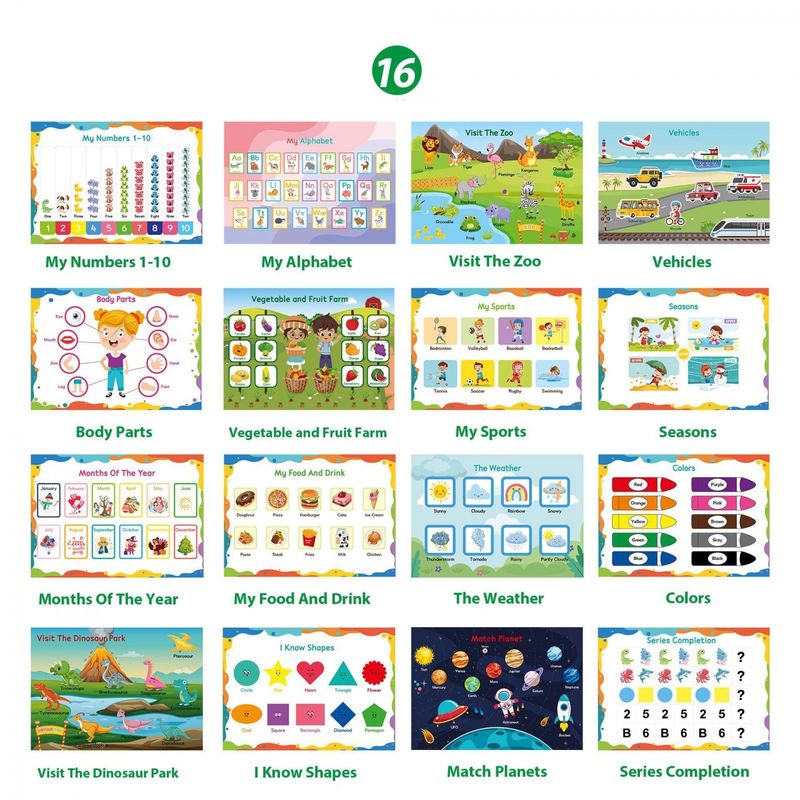 Carti si Birotica - Carti - Carti pentru copii - Carti interactive - Carte interactiva si educativa, My Preschool Busy Book 1, 32 pagini activitati, stickere, Engleza, 3 ani+, EduJucarii - Infinity.ro