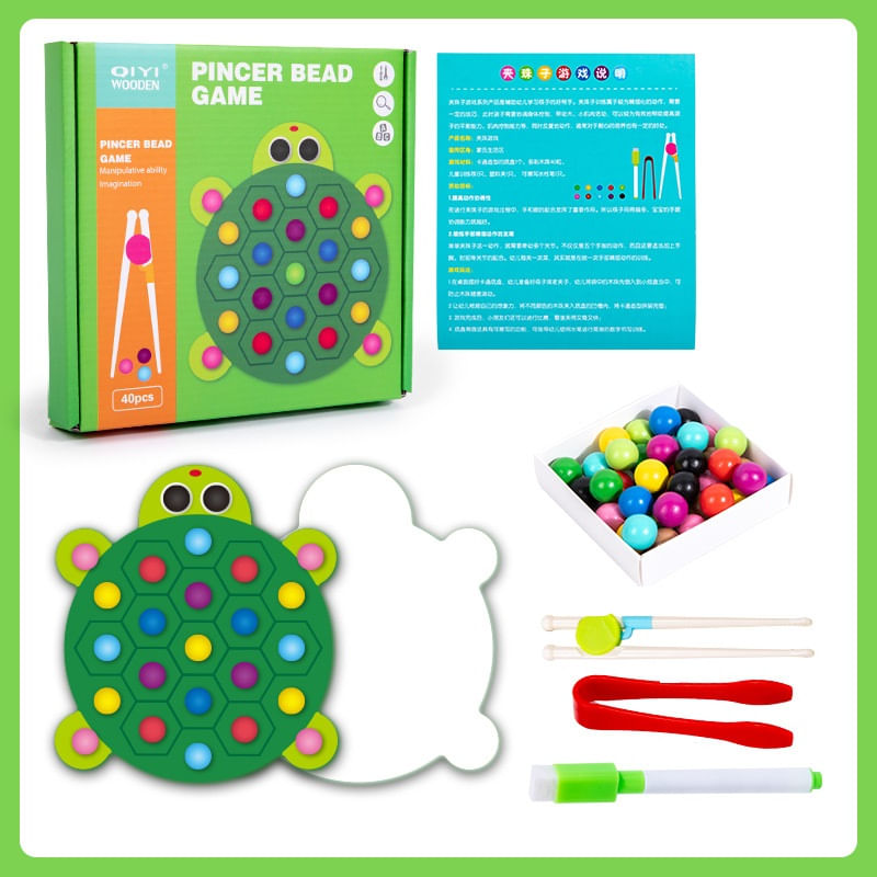 Jucarii, Copii si Bebe - Jucarii si jocuri - Jucarii & jocuri educative - Jucarii interactive - Joc educativ Montessori din lemn, Pincer Bead Game, Broasca, pentru memorie, potrivire si sortare, 3 ani +, EduJucarii - Infinity.ro