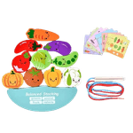 Jucarii, Copii si Bebe - Jucarii si jocuri - Jucarii & jocuri educative - Jucarii interactive - Joc Montessori de echilibru, insiruire, carduri, 12 piese lemn, Balanced Stacking Beading, Vehicule, 3 ani, EduJucarii - Infinity.ro