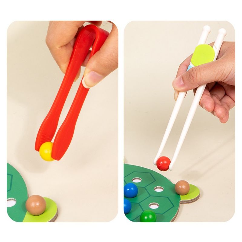 Jucarii, Copii si Bebe - Jucarii si jocuri - Jucarii & jocuri educative - Jucarii interactive - Joc educativ Montessori din lemn, Pincer Bead Game, Broasca, pentru memorie, potrivire si sortare, 3 ani +, EduJucarii - Infinity.ro