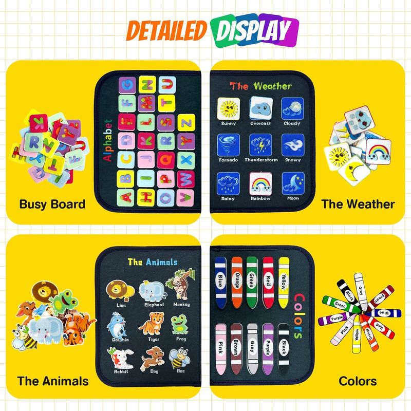 Jucarii, Copii si Bebe - Jucarii si jocuri - Jucarii & jocuri educative - Jucarii interactive - Carte Montessori din fetru cu activitati, 8 pagini,  28 x 22 cm, 3 ani+, EduJucarii - Infinity.ro