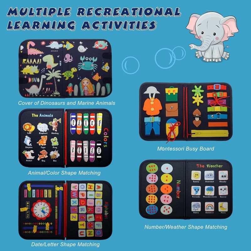 Jucarii, Copii si Bebe - Jucarii si jocuri - Jucarii & jocuri educative - Jucarii interactive - Carte Montessori din fetru cu activitati, 8 pagini,  28 x 22 cm, 3 ani+, EduJucarii - Infinity.ro