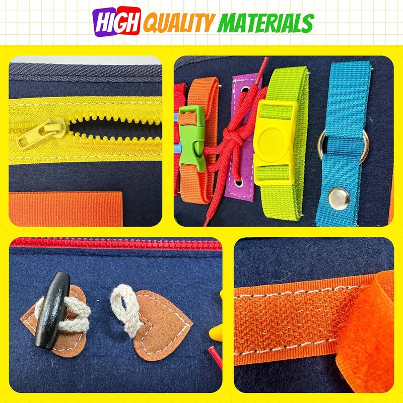 Jucarii, Copii si Bebe - Jucarii si jocuri - Jucarii & jocuri educative - Jucarii interactive - Carte Montessori din fetru cu activitati, 8 pagini,  28 x 22 cm, 3 ani+, EduJucarii - Infinity.ro