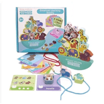 Jucarii, Copii si Bebe - Jucarii si jocuri - Jucarii & jocuri educative - Jucarii interactive - Joc Montessori, echilibru, insiruire, carduri, 12 piese lemn, Balanced Stacking Beading, Animale, 3 ani, EduJucarii - Infinity.ro