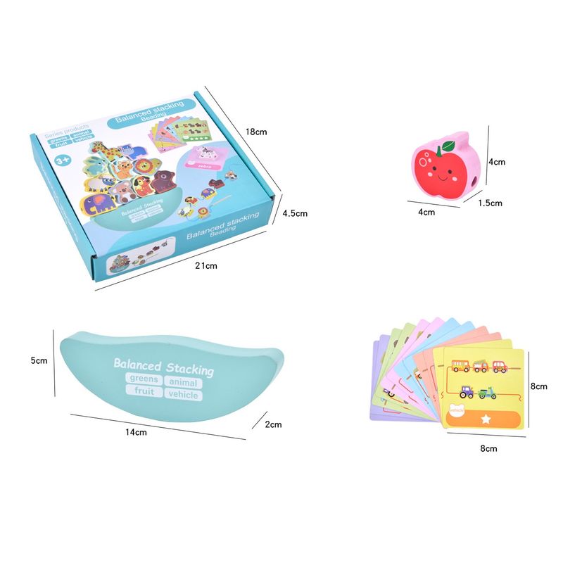 Jucarii, Copii si Bebe - Jucarii si jocuri - Jucarii & jocuri educative - Jucarii interactive - Joc Montessori, echilibru, insiruire, carduri, 12 piese lemn, Balanced Stacking Beading, Animale, 3 ani, EduJucarii - Infinity.ro