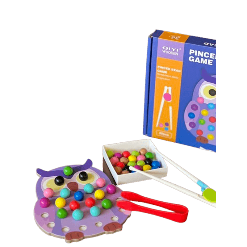Jucarii, Copii si Bebe - Jucarii si jocuri - Jucarii & jocuri educative - Jocuri si jucarii educative - Joc educativ Montessori din lemn, Pincer Bead Game, Bufnita, pentru memorie, potrivire si sortare, 3 ani +, EduJucarii - Infinity.ro