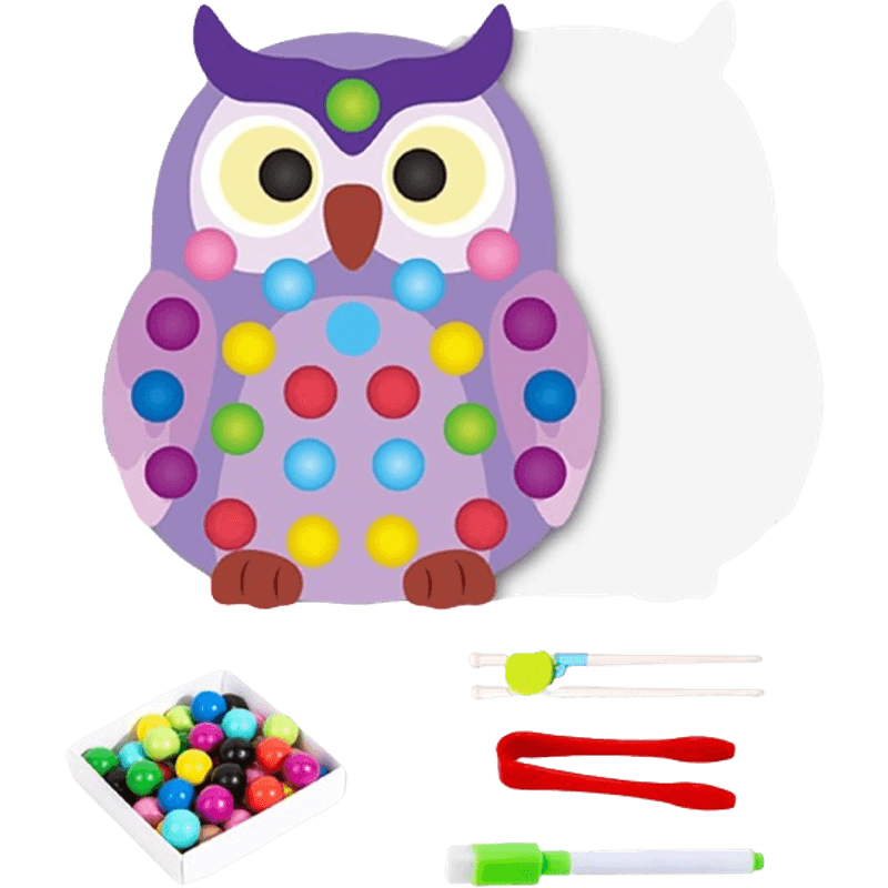 Jucarii, Copii si Bebe - Jucarii si jocuri - Jucarii & jocuri educative - Jocuri si jucarii educative - Joc educativ Montessori din lemn, Pincer Bead Game, Bufnita, pentru memorie, potrivire si sortare, 3 ani +, EduJucarii - Infinity.ro