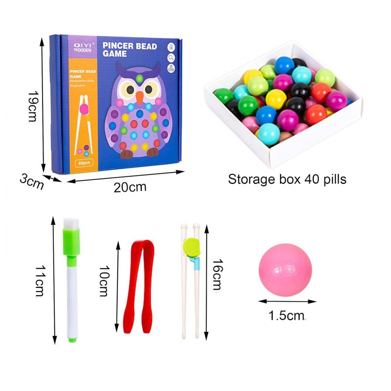 Jucarii, Copii si Bebe - Jucarii si jocuri - Jucarii & jocuri educative - Jocuri si jucarii educative - Joc educativ Montessori din lemn, Pincer Bead Game, Bufnita, pentru memorie, potrivire si sortare, 3 ani +, EduJucarii - Infinity.ro