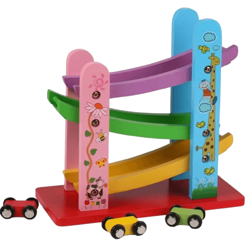 Jucarii, Copii si Bebe - Jucarii si jocuri - Jucarii & jocuri educative - Jucarii interactive - Pista de masinute, lemn, 3 niveluri, 3 masinute, 3 ani+, EduJucarii - Infinity.ro