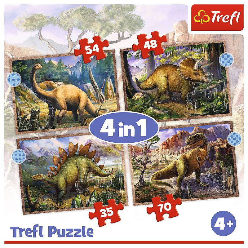 Jucarii, Copii si Bebe - Jucarii si jocuri - Jocuri si puzzle - Puzzle - Puzzle trefl 4in1 dinozaurii interesanti - Infinity.ro