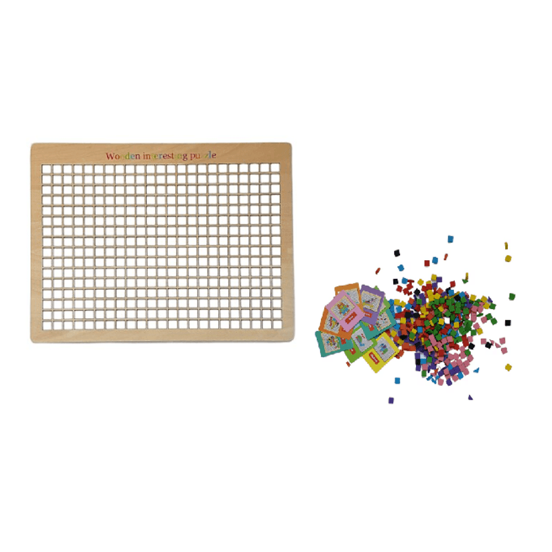 Jucarii, Copii si Bebe - Jucarii si jocuri - Jucarii & jocuri educative - Jocuri si jucarii educative - Joc educativ Mozaic pixel din lemn, Formarea imaginilor din patrate colorate, 200 piese - Infinity.ro