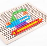 Jucarii, Copii si Bebe - Jucarii si jocuri - Jucarii & jocuri educative - Jocuri si jucarii educative - Joc educativ Mozaic pixel din lemn, Formarea imaginilor din patrate colorate, 200 piese - Infinity.ro