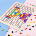 Jucarii, Copii si Bebe - Jucarii si jocuri - Jucarii & jocuri educative - Jocuri si jucarii educative - Joc educativ Mozaic pixel din lemn, Formarea imaginilor din patrate colorate, 200 piese - Infinity.ro