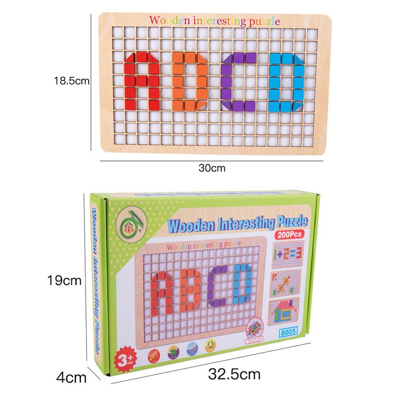 Jucarii, Copii si Bebe - Jucarii si jocuri - Jucarii & jocuri educative - Jocuri si jucarii educative - Joc educativ Mozaic pixel din lemn, Formarea imaginilor din patrate colorate, 200 piese - Infinity.ro