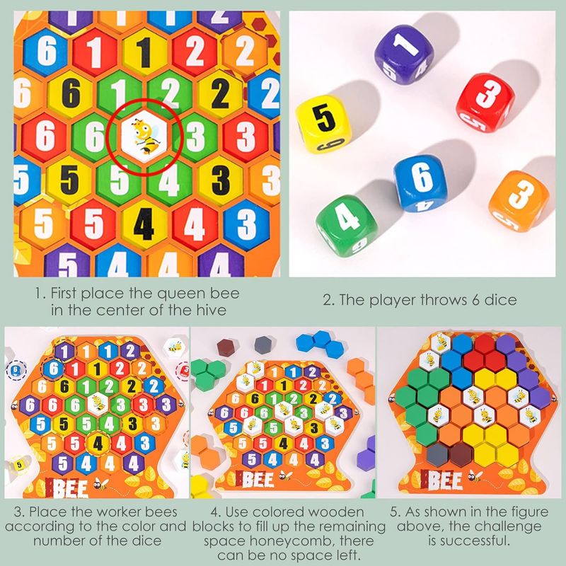 Jucarii, Copii si Bebe - Jucarii si jocuri - Jucarii & jocuri educative - Jocuri si jucarii educative - Joc educativ Construieste un fagure, Montessori, lemn, 3 ani+, EduJucarii - Infinity.ro