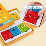 Jucarii, Copii si Bebe - Jucarii si jocuri - Jucarii & jocuri educative - Jocuri si jucarii educative - Set 12 cuburi educative si 50 cartonase cu modele, Puzzle de expresii faciale, 3 ani+, Edujucarii - Infinity.ro