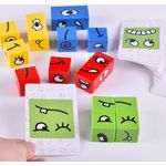 Jucarii, Copii si Bebe - Jucarii si jocuri - Jucarii & jocuri educative - Jocuri si jucarii educative - Set 12 cuburi educative si 50 cartonase cu modele, Puzzle de expresii faciale, 3 ani+, Edujucarii - Infinity.ro