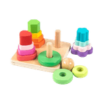 Jucarii, Copii si Bebe - Jucarii si jocuri - Jucarii & jocuri educative - Jocuri si jucarii educative - Set 4 coloane sortatoare tip turn, Montessori, lemn, 17 piese, Montessori, 3 ani+, EduJucarii - Infinity.ro