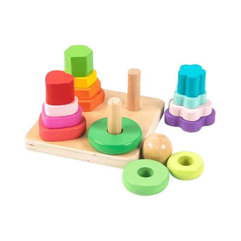 Jucarii, Copii si Bebe - Jucarii si jocuri - Jucarii & jocuri educative - Jocuri si jucarii educative - Set 4 coloane sortatoare tip turn, Montessori, lemn, 17 piese, Montessori, 3 ani+, EduJucarii - Infinity.ro