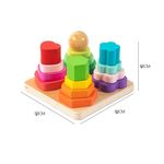 Jucarii, Copii si Bebe - Jucarii si jocuri - Jucarii & jocuri educative - Jocuri si jucarii educative - Set 4 coloane sortatoare tip turn, Montessori, lemn, 17 piese, Montessori, 3 ani+, EduJucarii - Infinity.ro