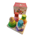 Jucarii, Copii si Bebe - Jucarii si jocuri - Jucarii & jocuri educative - Jocuri si jucarii educative - Set 4 coloane sortatoare tip turn, Montessori, lemn, 17 piese, Montessori, 3 ani+, EduJucarii - Infinity.ro