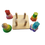 Jucarii, Copii si Bebe - Jucarii si jocuri - Jucarii & jocuri educative - Jocuri si jucarii educative - Set 4 coloane sortatoare tip turn, Montessori, lemn, 17 piese, Montessori, 3 ani+, EduJucarii - Infinity.ro