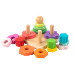 Jucarii, Copii si Bebe - Jucarii si jocuri - Jucarii & jocuri educative - Jocuri si jucarii educative - Set 4 coloane sortatoare tip turn, Montessori, lemn, 17 piese, Montessori, 3 ani+, EduJucarii - Infinity.ro