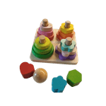 Jucarii, Copii si Bebe - Jucarii si jocuri - Jucarii & jocuri educative - Jocuri si jucarii educative - Set 4 coloane sortatoare tip turn, Montessori, lemn, 17 piese, Montessori, 3 ani+, EduJucarii - Infinity.ro