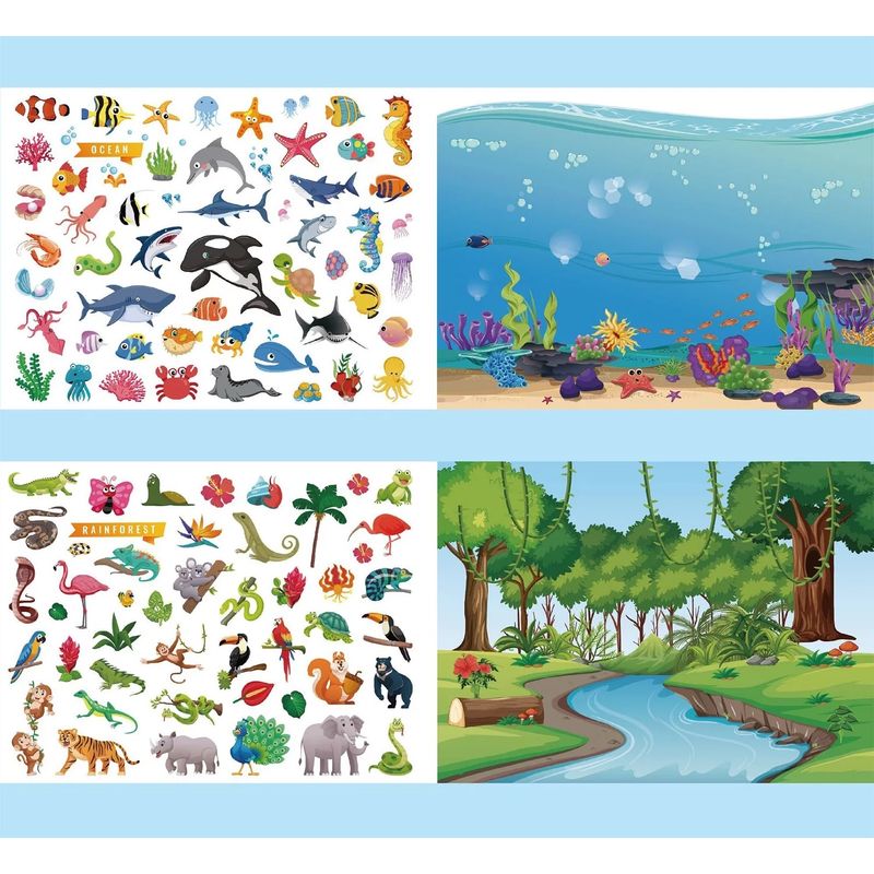 Carti si Birotica - Carti - Carti pentru copii - Activitati extracurriculare - Caiet de activitati  pentru copii, autocolante si imagini de colorat, Habitatul Animalelor, EduJucarii, 4 ani+ - Infinity.ro