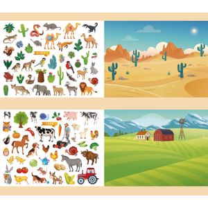 Caiet de activitati  pentru copii, autocolante si imagini de colorat, Habitatul Animalelor, EduJucarii, 4 ani+
