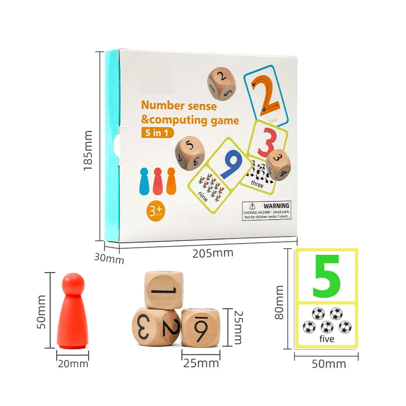 Jucarii, Copii si Bebe - Jucarii si jocuri - Jucarii & jocuri educative - Jocuri de memorie si inteligenta - Joc aritmetic cu carduri, pioni si zaruri, Number sense, 5 in 1, 3 ani+, EduJucarii - Infinity.ro